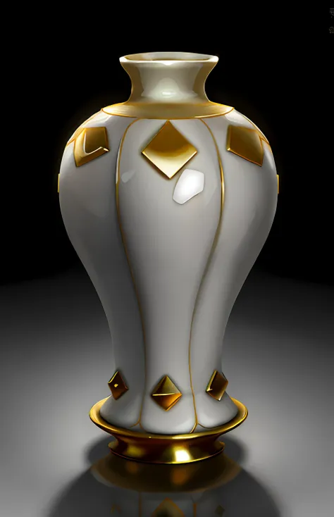 white porcelain bottle，ceramic vase，gold-set simple structure，q version，c4d渲染，european and american cartoon style，