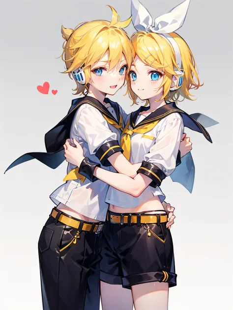 best quality, ultra precision, (only two person), (one boy and one girl), (a boy is kagamine_len), (a girl is kagamine_rin), blu...