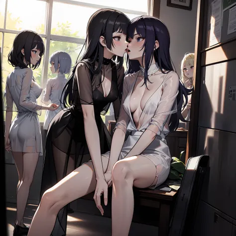 (NSFW1.5)、(4+Girls:1.5), (High School Girl), line up, girls in row, Large crowds, ((see-through langerie:1.4))、((barechested:1.4))、look at viewr, Master masterpiece、top-quality、The ultra -The high-definition、Top resolution、ighly detailed、Professional Light...