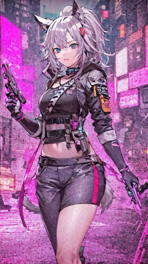 Anime girl with gun and cat ears, icey, icy, icy look in the eye, icey tundra background, Icicles, , Key anime art, cyberpunk anime girl in hoodie, icey blue dress, in style of apex legends, vivaciousness, cyberpunk anime girl mech, ice lord, Digital cybe...