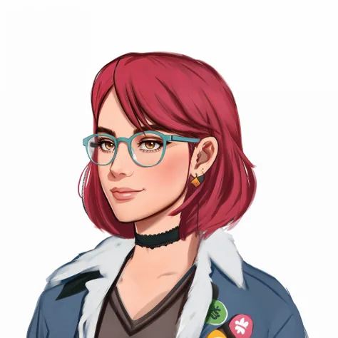 A closeup of a woman with glasses, Retrato de personagem