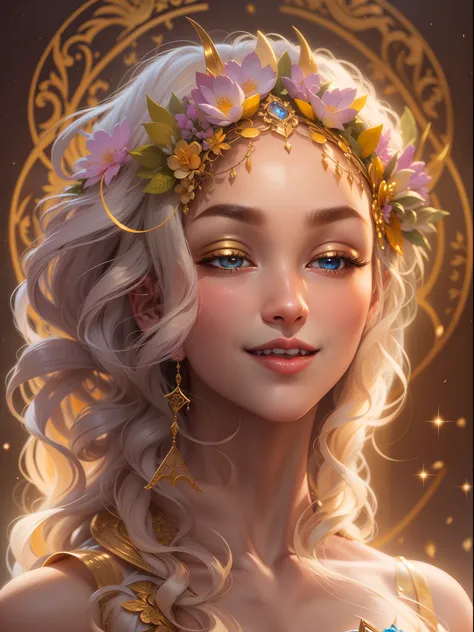 --nymph of our dreams is revealed--hair that dances in the wind like threads of gold --eyes bright as twinkling stars --skin as soft and radiant as moonlight --golden ratio guides every stroke --every curve --every detail --charming face of this nymph --fe...