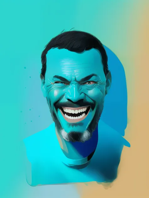 (unhinged digital artwork:1.3) of (sketch:1.3),(happy:1.3) drunk man,cgsociety,artstation,(cyan hue:1.3)