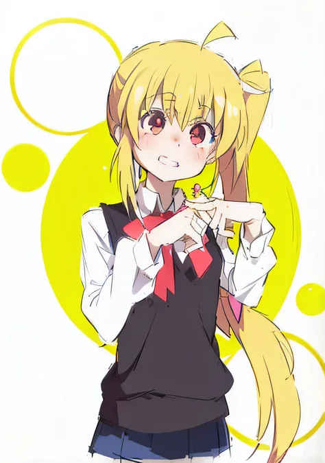 a close up of a person with long hair and a tie, anime moe artstyle, twintails, anime girl named lucy, anime best girl, anime visual of a cute girl, negao, rei hiroe, [[[[grinning evily]]]], rin, gapmoe yandere, in anime style, blonde anime girl with long ...