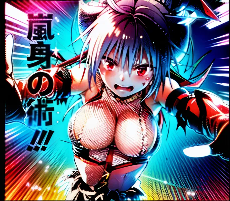 A woman in a bikini top,, ayakashi triangle, silver hair, a very beautiful woman, oppai, estilo de arte anime (colorido)