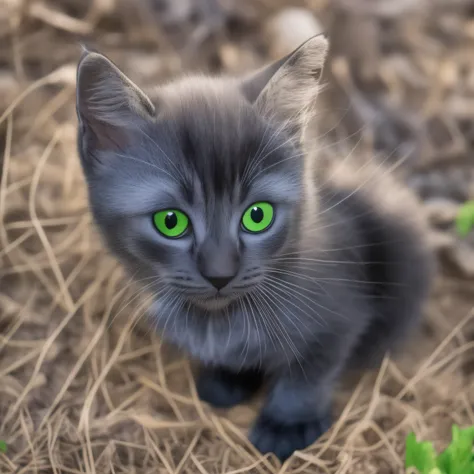 gatinho fofinho pelagem preta olhos verdes