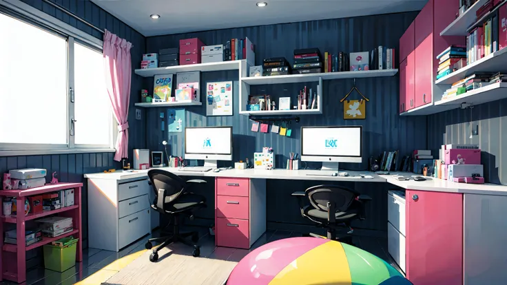 ((best quality)), ((masterpiece)), 1girl, bedroom, gaming room, gamer desktop, gaming chart, neon room
