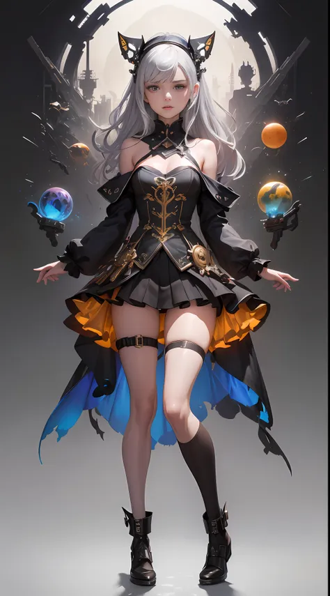 wizard girl. ((best quality)), ((masterpiece)), (detailed:1.4), 3d, close-up, mechanical magic weapon, invoke magic, dynamic act...