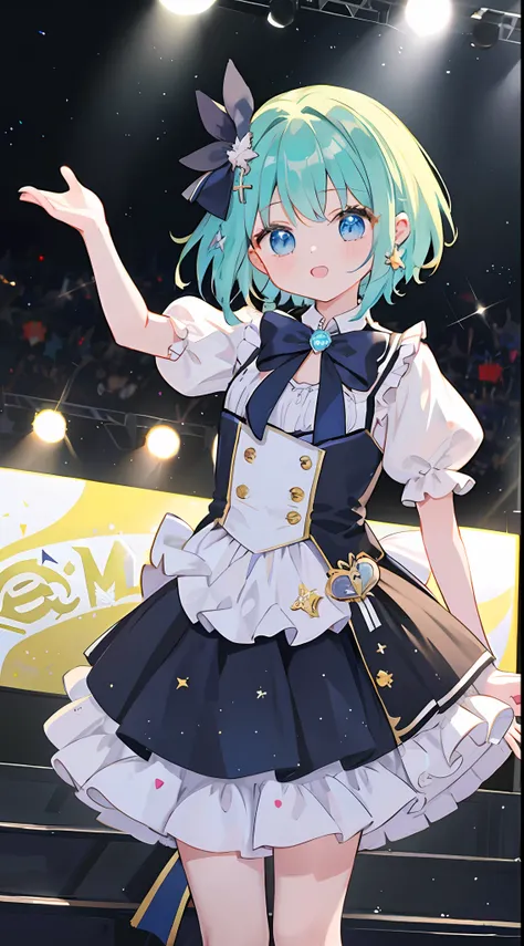 Multiple Girls、cute little、Idol groups、stage、masterpiece、top-quality、Top image quality、bow ribbon、frilld