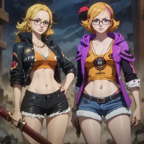 melhor qualidade, obra prima, um homem de terno vermelho segurando uma espada e uma arma, arte, visual chave, one piece artstyle, arte oficial altamente detalhada, from one piece, Estilo One Piece, Arte do local, arte chave, conceito visual chave do anime,...