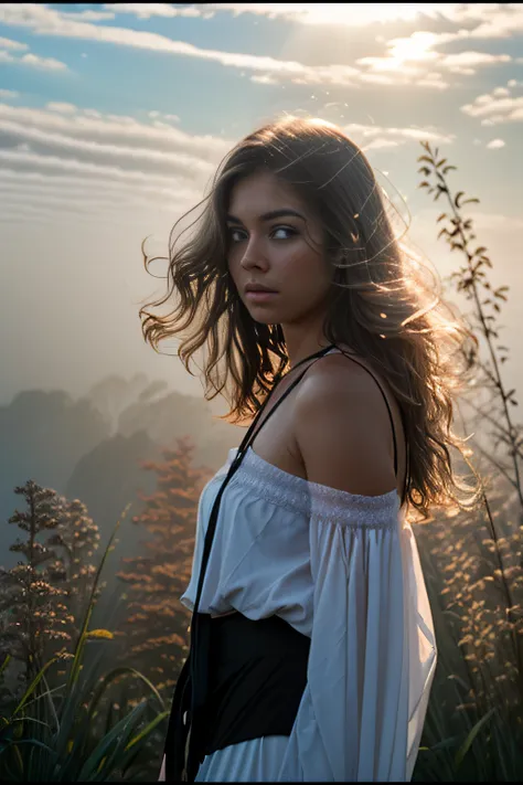 gorgeous freckled blonde with curvy shapes, david hamilton's style, letho, humid, backlighting, golden hour, breathtaking, in a ...