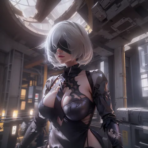 Anime - Woman-style in a black suit with a cat mask, film still of 2b nier automata, 2b NEGAR automata, NEGAR:automata inspired, NEGAR : automata inspired, 2b, 2 b, nier 2 b, Artgerm ; Motor 3D Unreal, Estilo de nave espacial Nier Automata, Nier Automata, ...