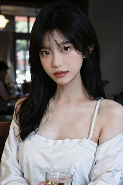 8K,best qualtiy,tmasterpiece,超高分辨率,(真实感:1.4),RAW photogr,(True skin texture:1.3),(filmgrain:1.3),1个Giant Breast Girl,Beautiful eye and face details,tmasterpiece,Best quality at best,closeup cleavage,The upper part of the body,