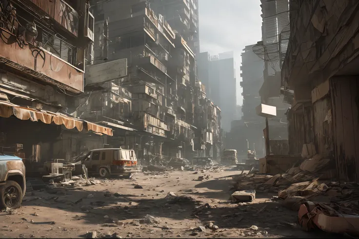 post-apocalyptic scenario, cidade urbana, cyber punk lighting, color grading, 50k, ultra realista --auto --s2