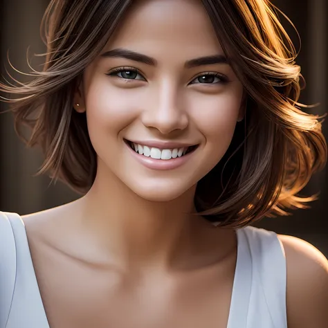 Best quality, Masterpiece, Ultra-high resolution 16K, (Photorealistic:1.4), RAW photo, smile, photorealestic, Realistic lighting, --auto