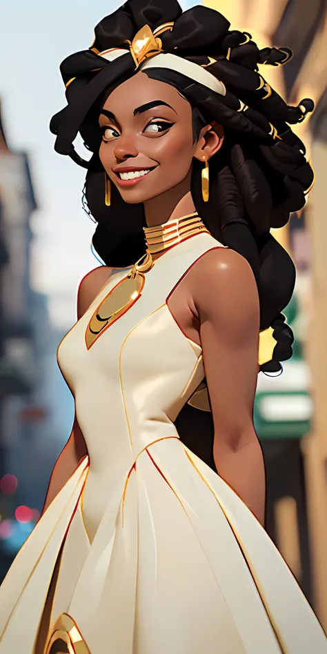 (character: one brazilian woman, 20 years old,, dark skin, black skin, smile, black hair, mega hair, dreadlocks:1.3, tall)
(clot...