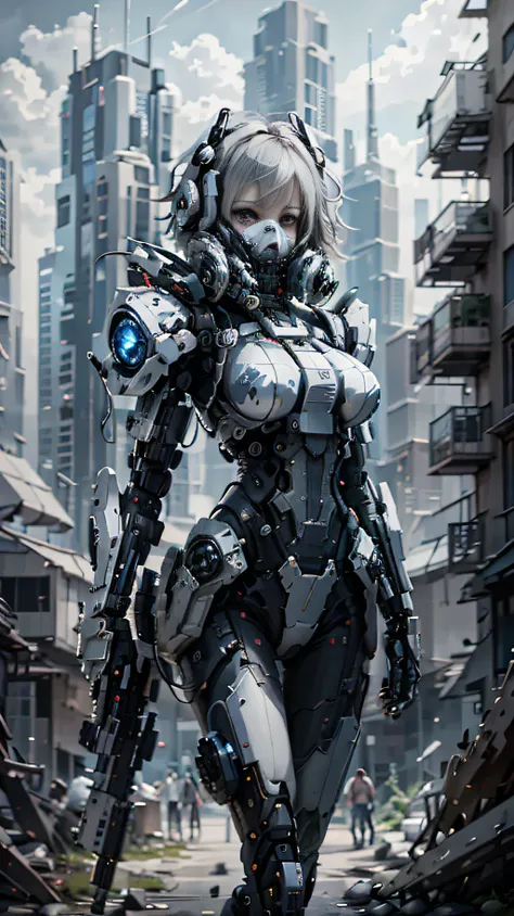 this is a hyper-detail、high resolution and top quality cg unity 8k wallpaper，the style is cyberpunk，predominant white color。in t...