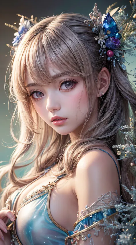 beautiful girl story wrapped in love, beautiful eye details, a captivating anime girl gracefully emerges from the pages of a wat...