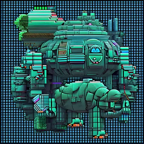 pixel animals, cute 3 d render, mech shaped like a manatee, stylized digital illustration, seapunk mecha, robotic octopus, styli...