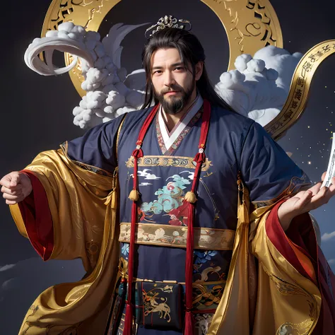 tmasterpiece， top-quality， 1 grandpa， long beard， braidedhair， the old man in chinese hanfu，themoon，as estrelas，very mysterious，...