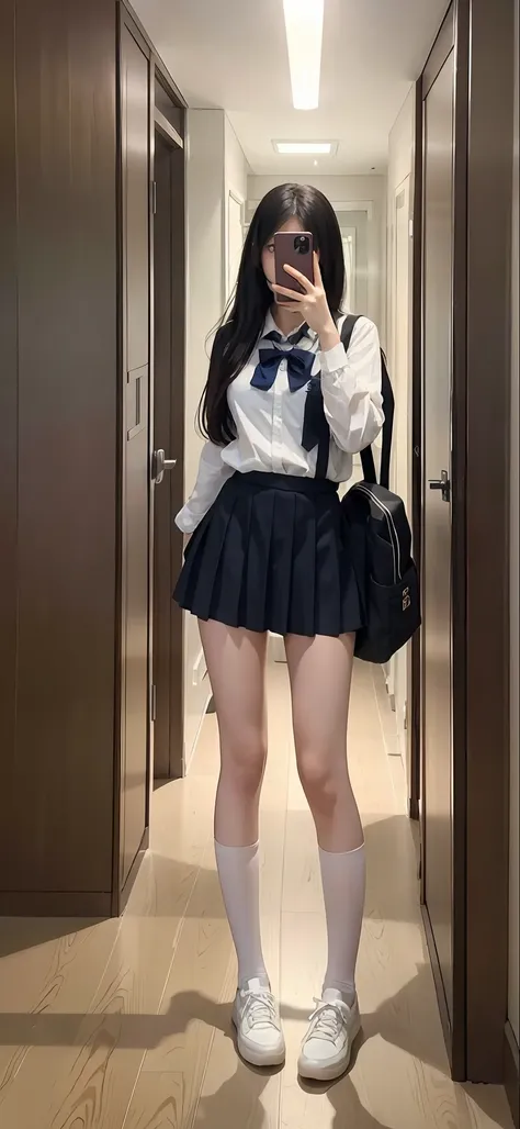 there is a woman that is taking a selfie in a mirror, hyper-realistic imagery，8k分辨率，high detail hd，anime girl cosplay, surrealis...