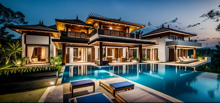 RAW photo,Masterpiece, high quality, best quality, authentic, super detail, 8k uhd, dslr, high quality,exterior,villa,philippines villa,bali living,nature,(create special projects:1.5), ((pool:1.3)), (( road:1.5))