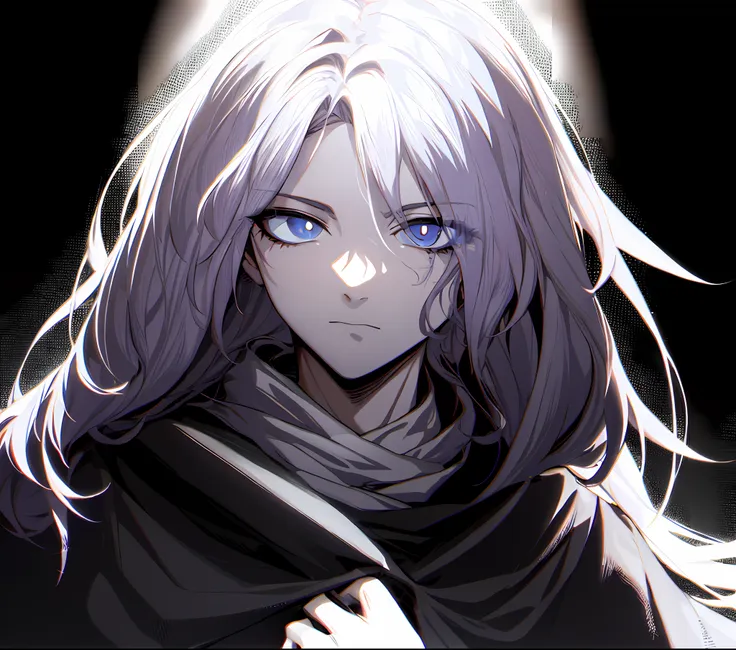 personagem de anime com um rosto branco e uma capa preta, cara bonito na arte demon slayer, androgynous vampire, omen from valor...