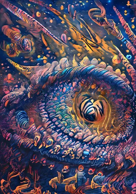 (high resolution, incredibly detailed, masterpiece), intricate close up portrait of a beutifull dragon with inside his eye the u...