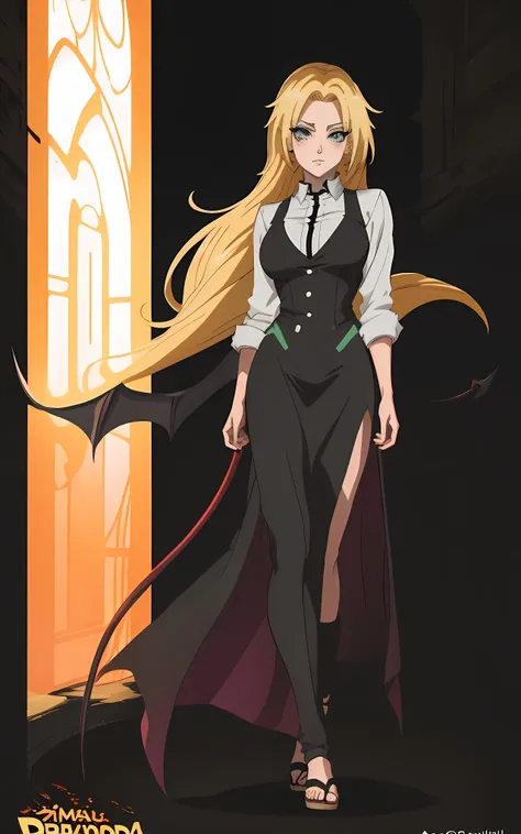 um close up de uma mulher em um vestido preto segurando um morcego verde, full body commission for, Tsunade, Naruto, cel limpo sombreado, Demon Slayer rui fanart, OC Commission, Fanart oficial, Lineart e cor limpas, Um guerreiro esmeralda loiro, Commission...
