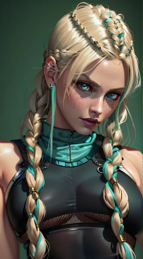 blond woman with braids and blue eyes posing for a picture, stunning digital illustration, beautiful digital artwork, epic digit...