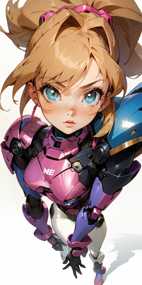 Octane Rendering,full view,8k --niji 5, (best quality, masterpiece, ultra-realistic), portrait of 1 beautiful girl, (head to toe full body image), 1girls, solo, (Bubblegum Crisis style body armor: 2.0), (Knight Saber body armor), female shape, robotic exos...