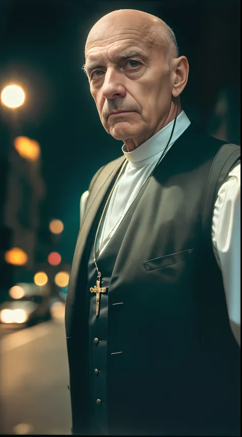 (
    (character: one italian man, 70 years old, exorcist, serious face,bald),(sfw:1.3)
    (clothing: priest's vest, holding a ...