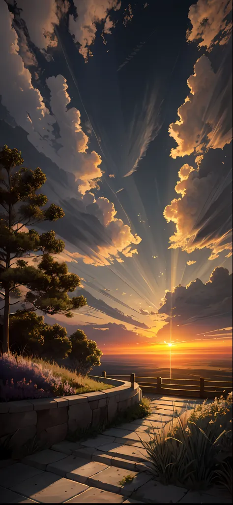 highres, imagination, (realistic), clear skies, composition, sunset, (hdr:1.5), outdoors, intricate details,