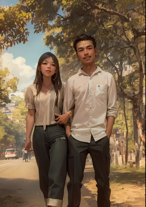 on the dirt roads in the countryside, the chen couple wore high-end tailor-made clothes covered in mud. they held hands and walk...