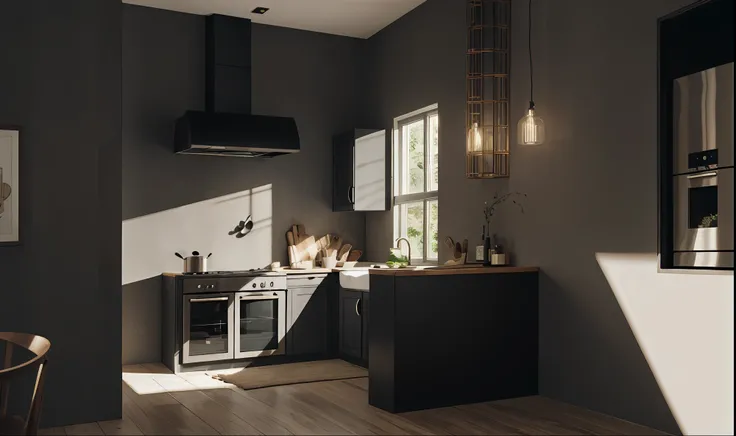(Royal style kitchen), decorative wallpaper, realistic lighting, EU5, best rendering, highest quality, excellence, best quality, 4k, interior architecture, neoclassical, cinematic lighting, top quality,