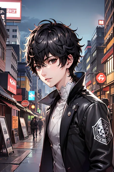 Masterpiece, Best Quality, 1boy, 独奏, male focus, Dshocker, black hair, Short hair, Black Eyes, high collar, black coat, gray shirt, long sleeves, pants, red gloves, Ancient ruins, night time, Detailed background