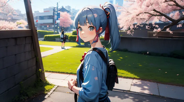City, day, maruyama park, cherry blossom festival, womman, Beauty, Smile, mature, Casual, up looking, tilted face, Wide lens, hdr
