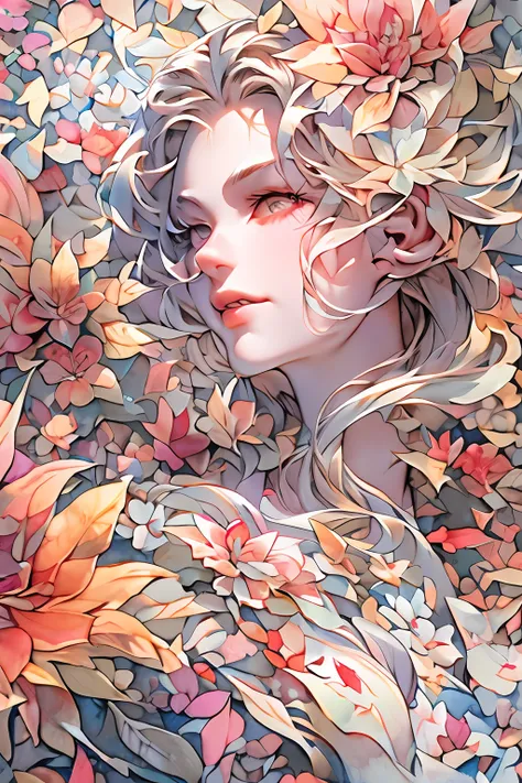 ( watercolor (medium), IrisCompiet:1.2),abstract background, fantasy, many colors, colorful, flower petals, wind blowing,masterpiece, best quality, (extremely detailed CG unity 8k wallpaper), (best quality), (best illustration), (best shadow), absurdres, r...
