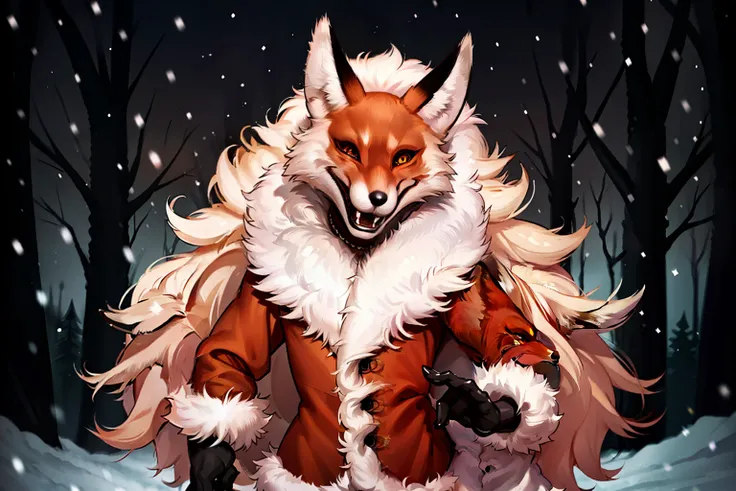 (tmasterpiece), 4k resolution, Monochrome, A highly detailed, portraite of a, (hiquality), HDR, 独奏, 1 animal, red fox, 25 years, ((Adult woman)), ((muscular)), pectoral muscles, 独奏, (Furry), ((furry female)), Animal nose, (Fox muzzle), A detailed eye, Yell...