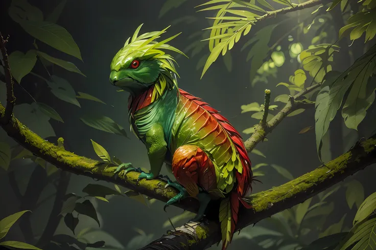 green and red creature, masterpiece