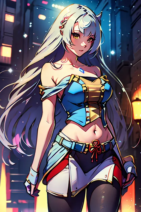 (RAW Photo, Best Quality), (Realistic, Photorealistic Real: 1.3), Best Quality, Highly Detailed, Masterpiece, Ultra Detailed, Illustration, 1 Girl, upper_body, Dynamic Angle, Huge Building Background, World Mastery Theater, messy_long_hair, Best Quality, E...