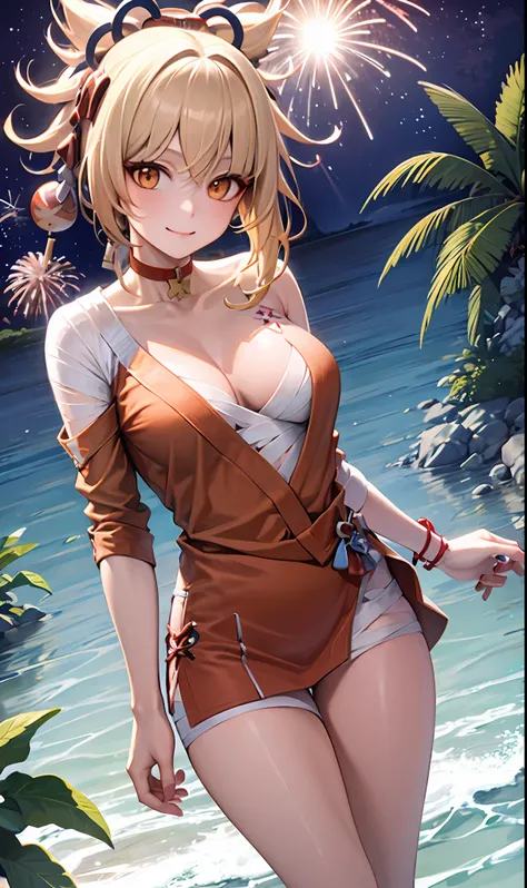 A girl, naked by the sea