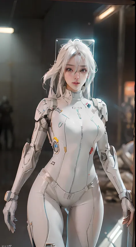 ((best quality)), ((masterpiece)), ((realistic)), (detailed), (photorealistic:1.5), a futuristic girl, (thick body), (white body...