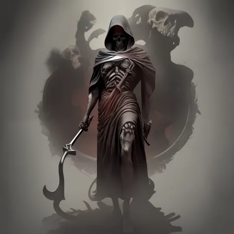 The grim reaper, masterpiece, death, grim reaper, 4k, horror, holding a scythe