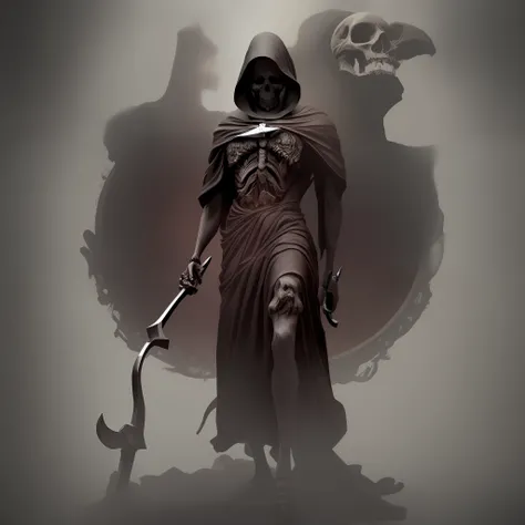 The grim reaper, masterpiece, death, grim reaper, 4k, horror, holding a scythe