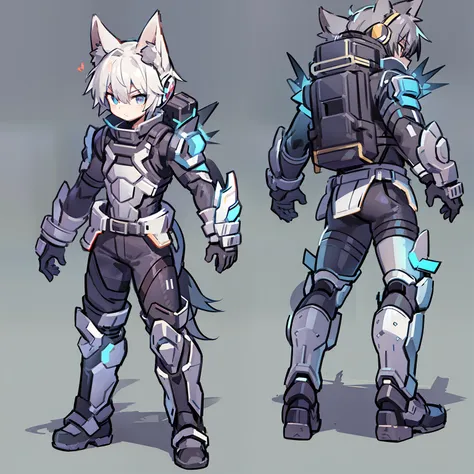 game cg，8k quality，((younge boy))，juvenile sense，anime male protagonist，wolf ears，wolf tail，agony，goggles，tech earmuffs，black an...