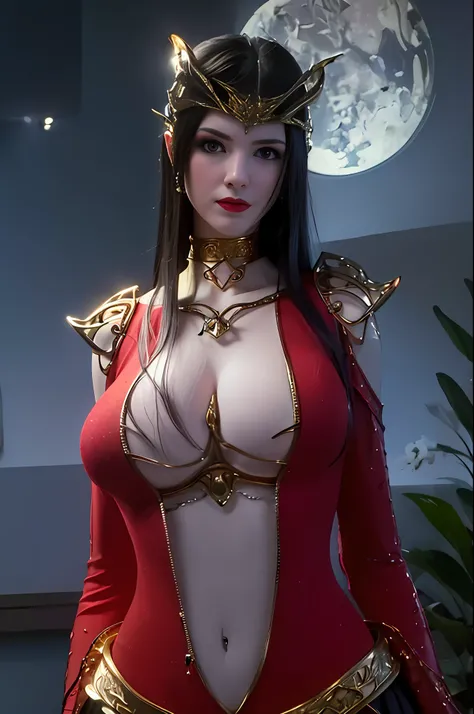((Best quality)), ((masterpiece)), ((highres)), 1girl, perfect anatomy, ((perfect proportion)), red clothes, black hair, thighhighs, ((detailed face and eyes)), dept of field,