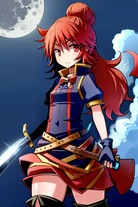 gebura_(project_moon), red_haired, sword_on_hand