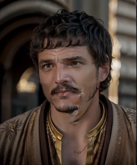 medium photo of man (pedro pascal:1.05),playing oberyn martell,24mm,4k textures,soft cinematic light,highly detailed,sharp focus...