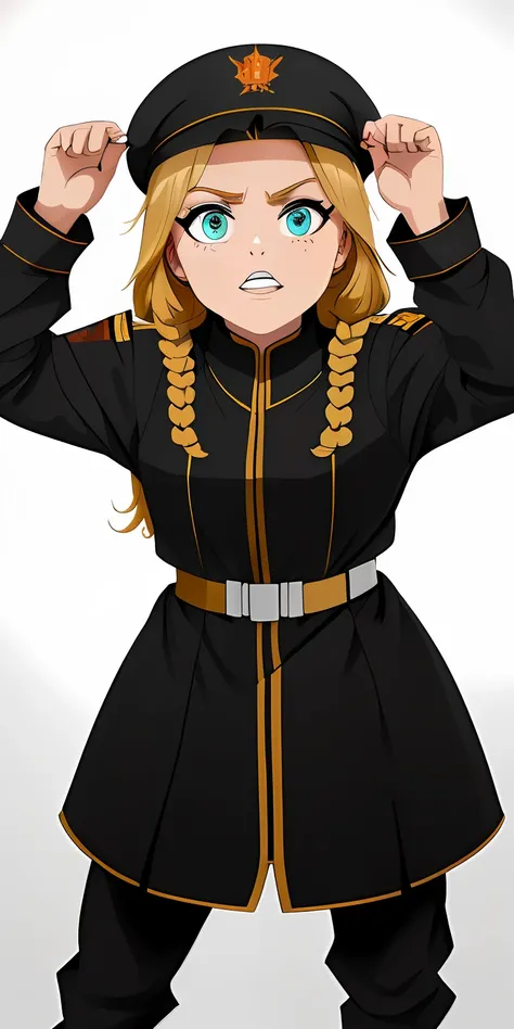 (obra-prima, melhor qualidade, ultra-detalhado CG unidade 8k papel de parede), elegence, (((((Cyka Blyat))))), Rudeus, 1Cyberpunk girl with Soviet uniform em passeata do exercito , Hard bass menina russa rudeus , ((in action)), grafico detalhista, trabalho...
